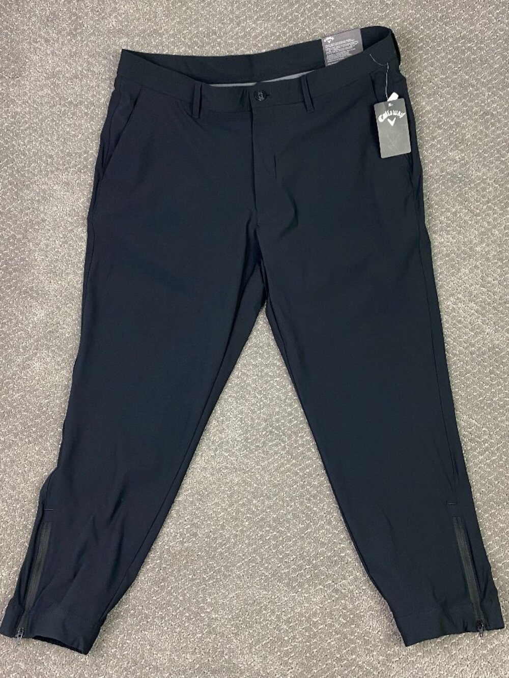Callaway Opti Dri Performance Golf Pants Ankle Zipper Mens 36xS Black Short Zip